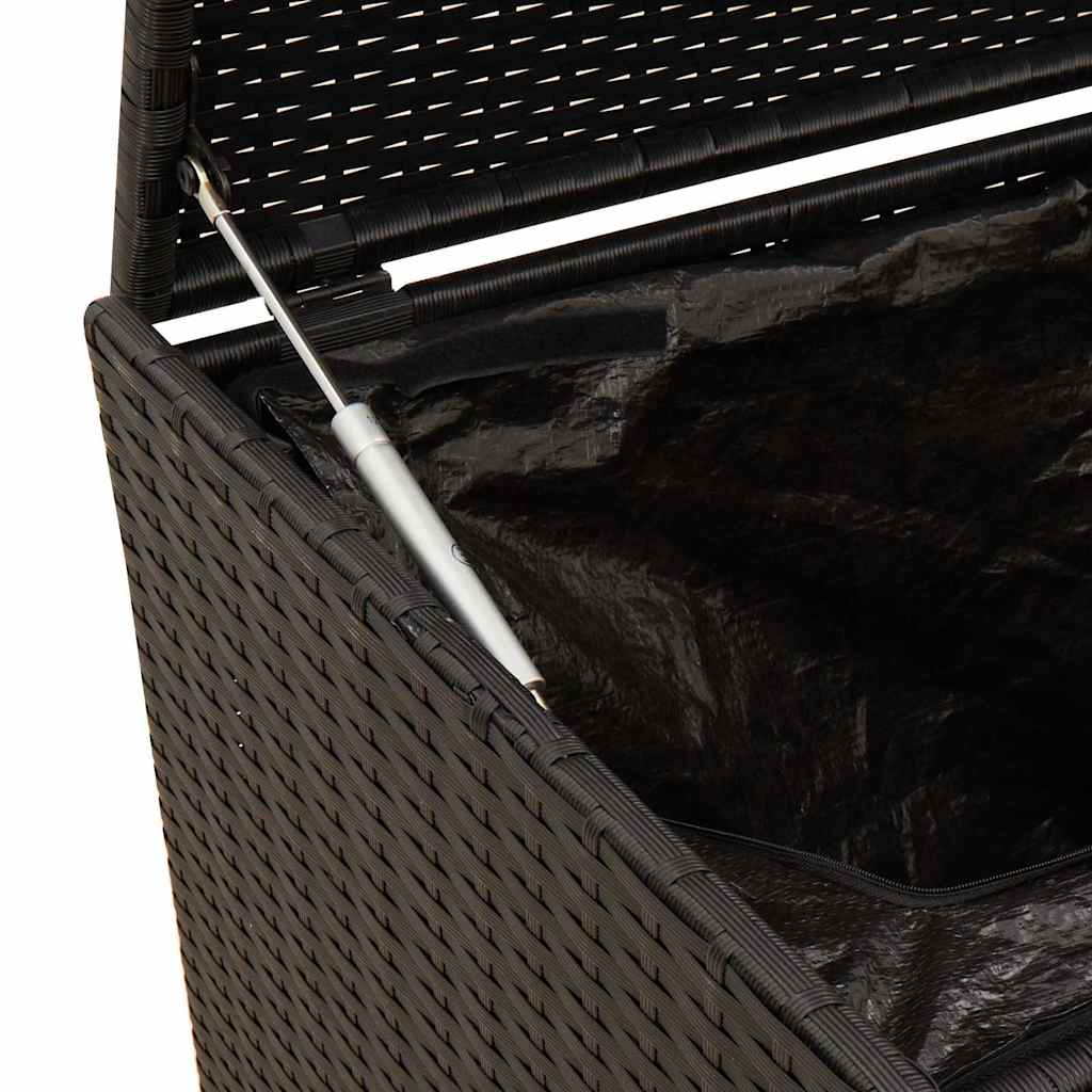 Tuinbox met wielen 190 L poly rattan zwart