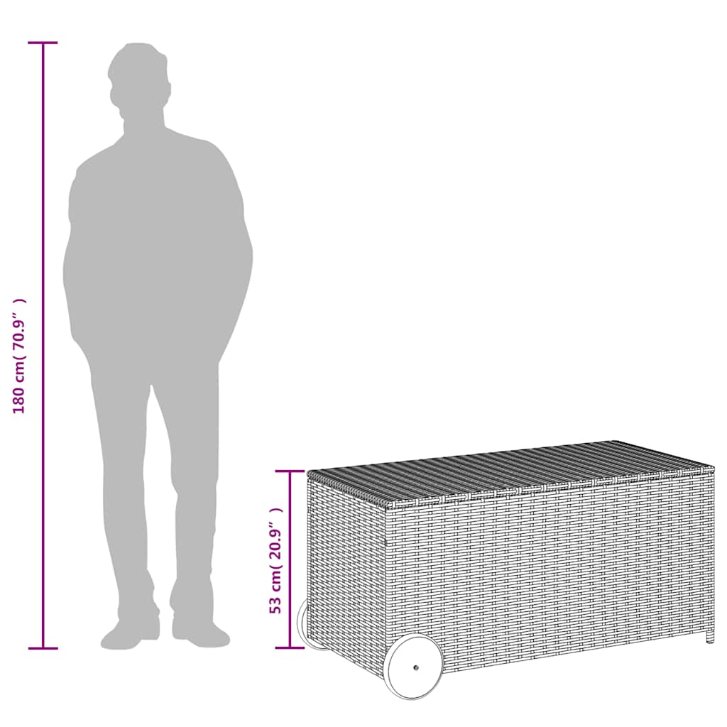 Tuinbox met wielen 190 L poly rattan zwart