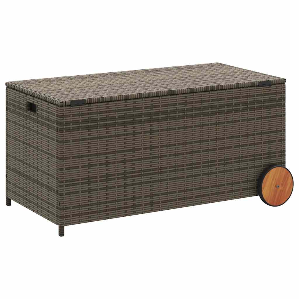 Tuinbox met wielen 190 L poly rattan grijs