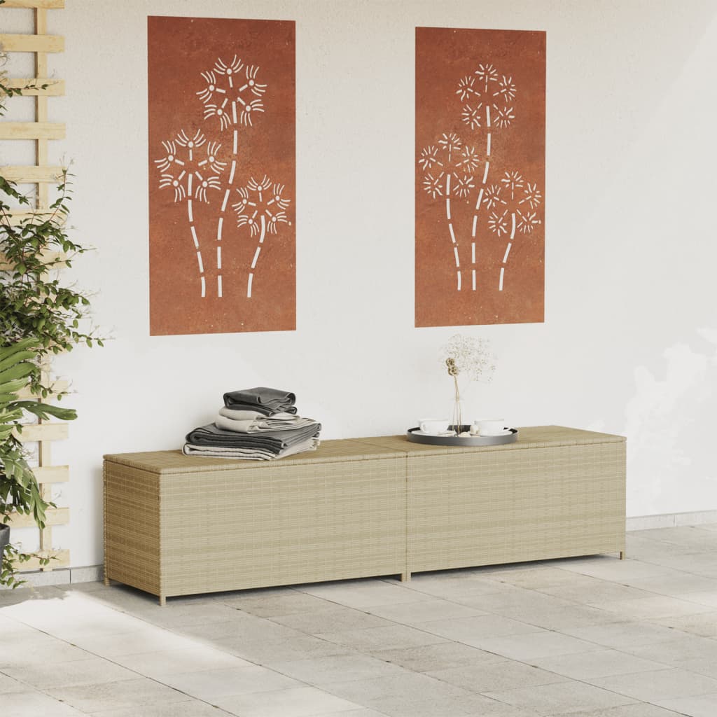 Tuinbox met wielen 469 L poly rattan gemengd beige