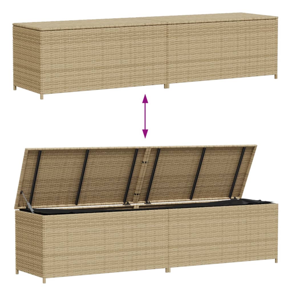 Tuinbox met wielen 469 L poly rattan gemengd beige