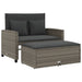 Tuinbank 2-zits met kussens poly rattan grijs