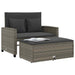 Tuinbank 2-zits met kussens poly rattan grijs