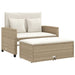 Tuinbank 2-zits met kussens poly rattan beige