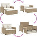 Tuinbank 2-zits met kussens poly rattan beige