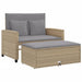 Tuinbank 2-zits met kussens poly rattan beige