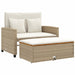 Tuinbank 2-zits met kussens poly rattan en acaciahout beige