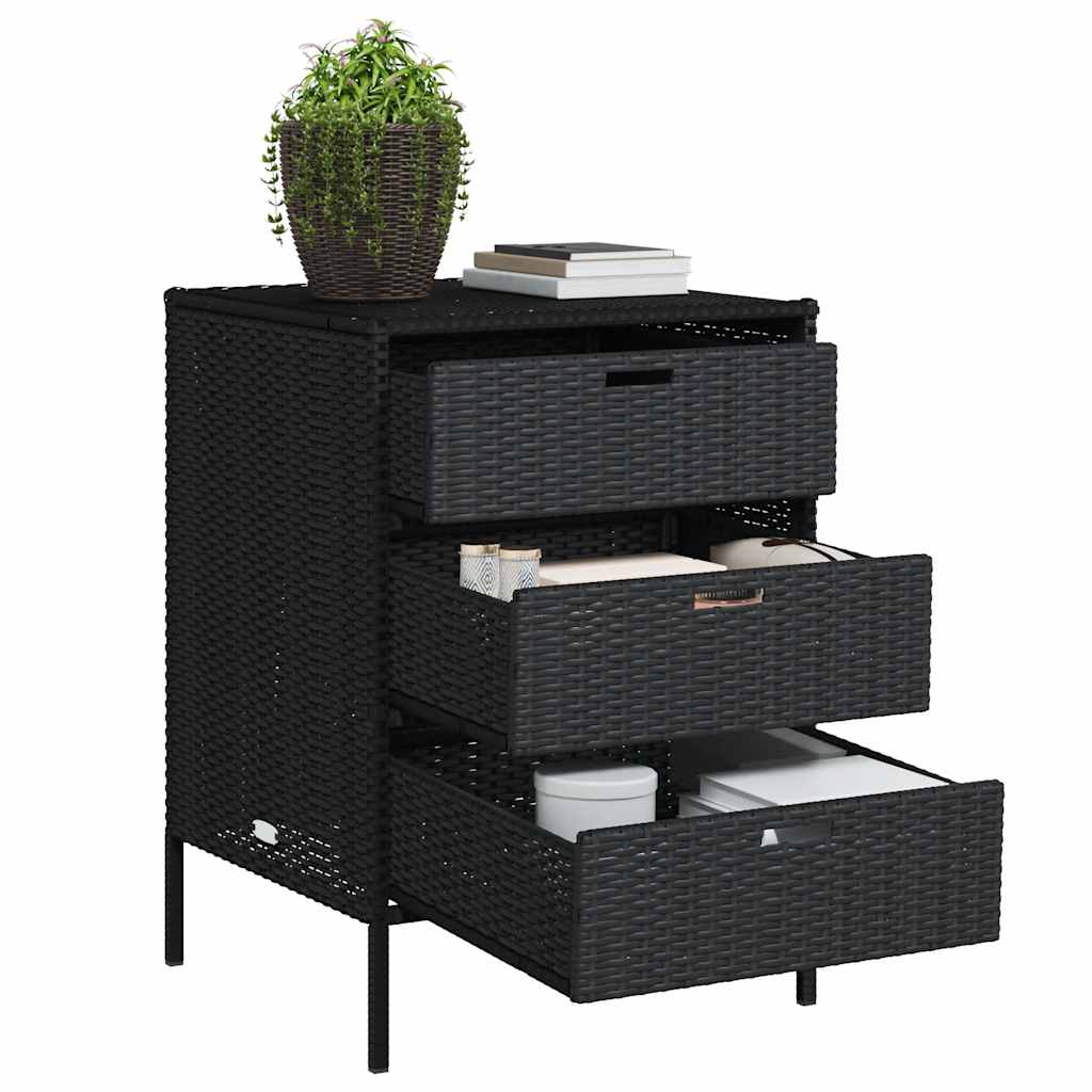 Tuinkast 55x59x80 cm poly rattan zwart