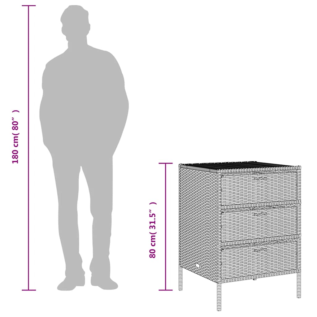 Tuinkast 55x59x80 cm poly rattan zwart