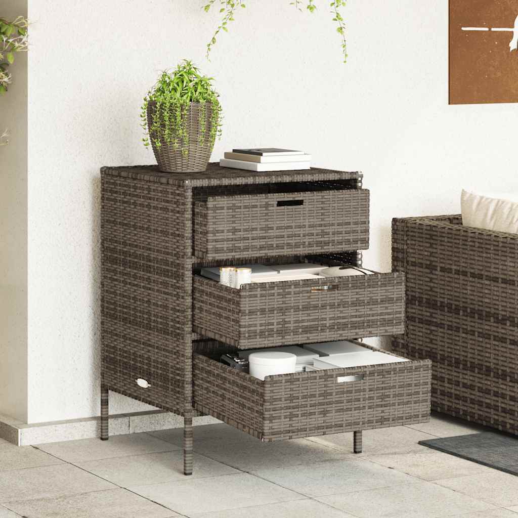 Tuinkast 55x59x80 cm poly rattan grijs