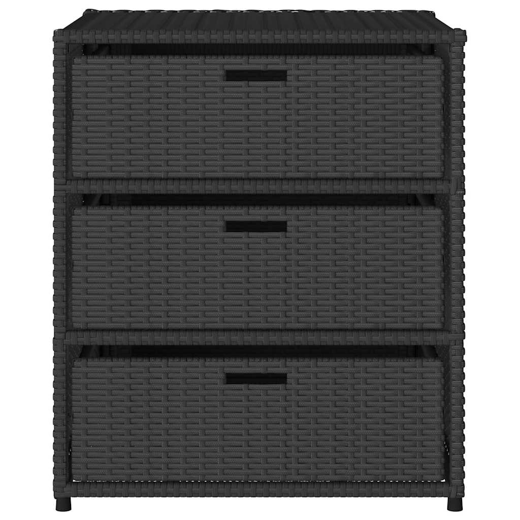 Tuinkast 55x59x69 cm poly rattan zwart