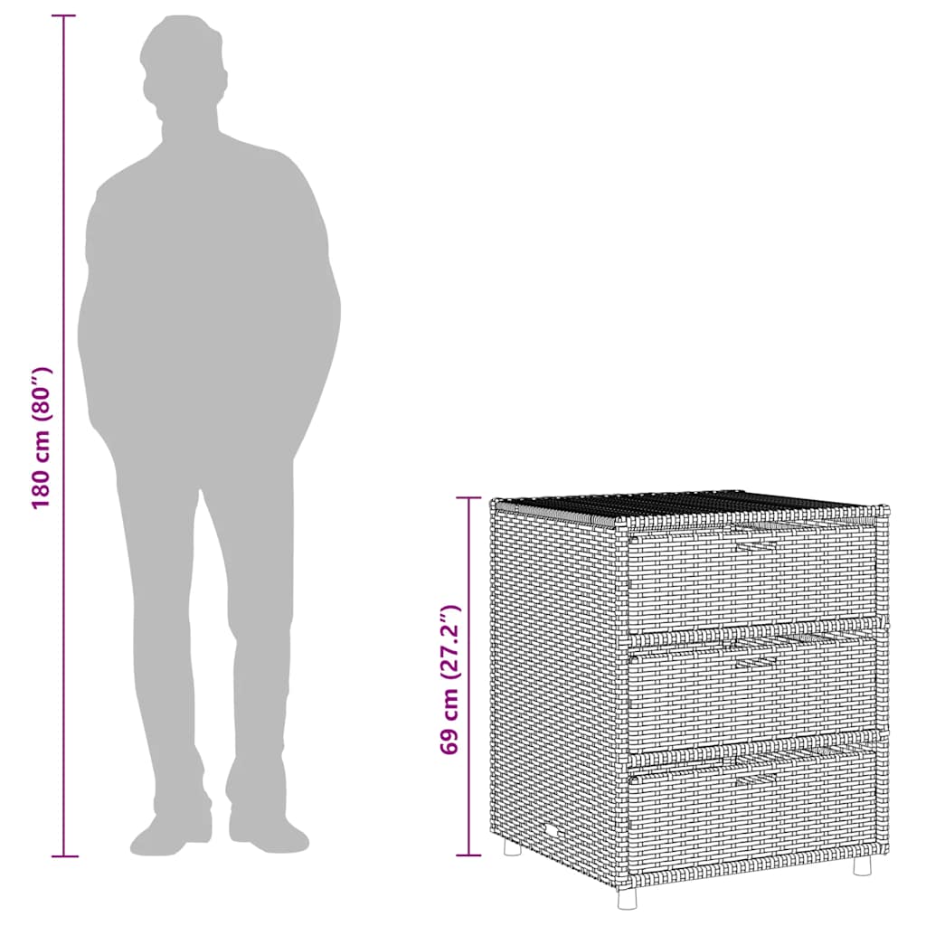 Tuinkast 55x59x69 cm poly rattan bruin