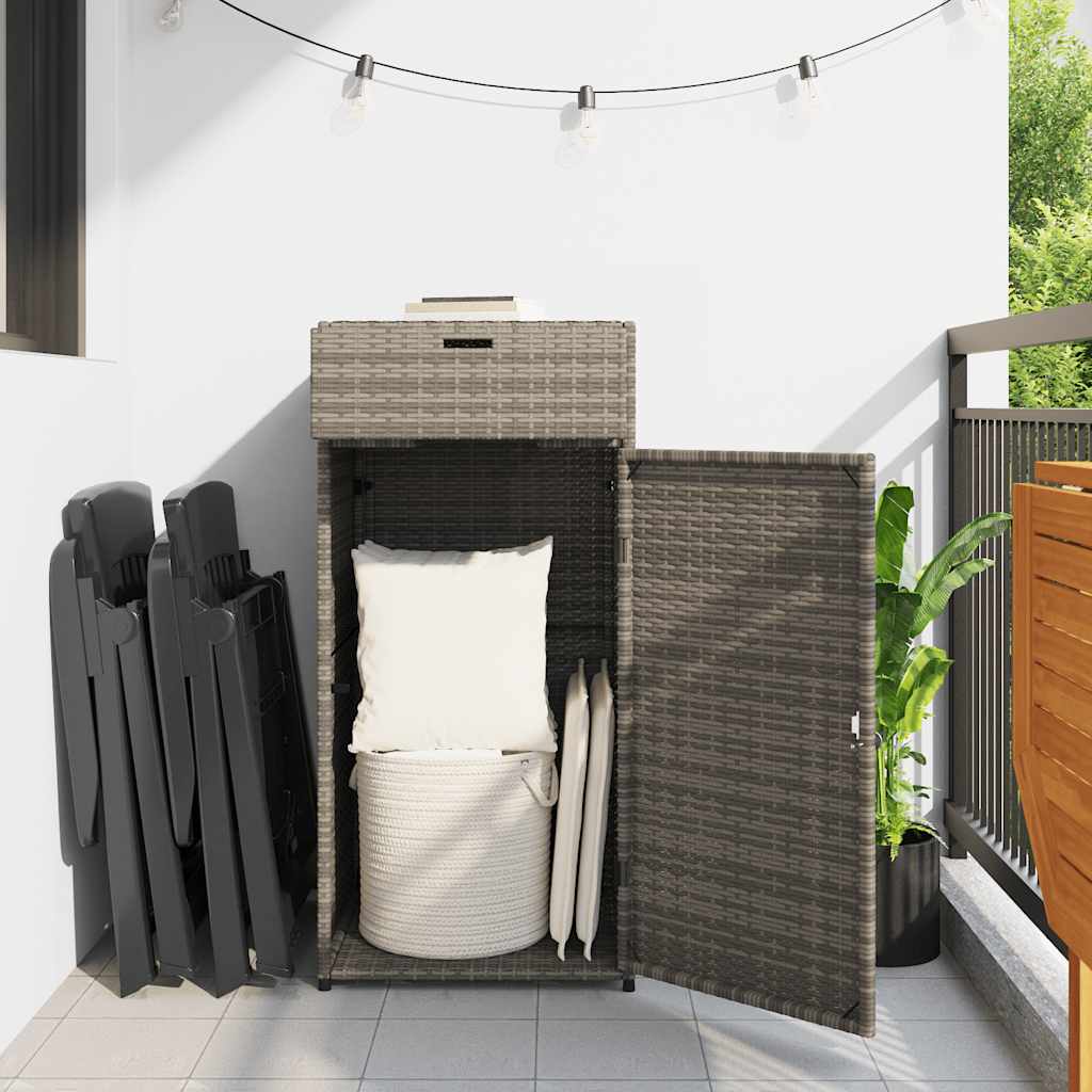 Tuinkast 55x55x111 cm poly rattan grijs