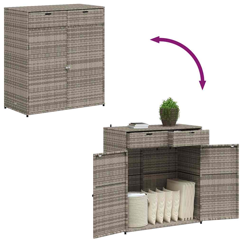Tuinkast 105x55x113 cm poly rattan grijs