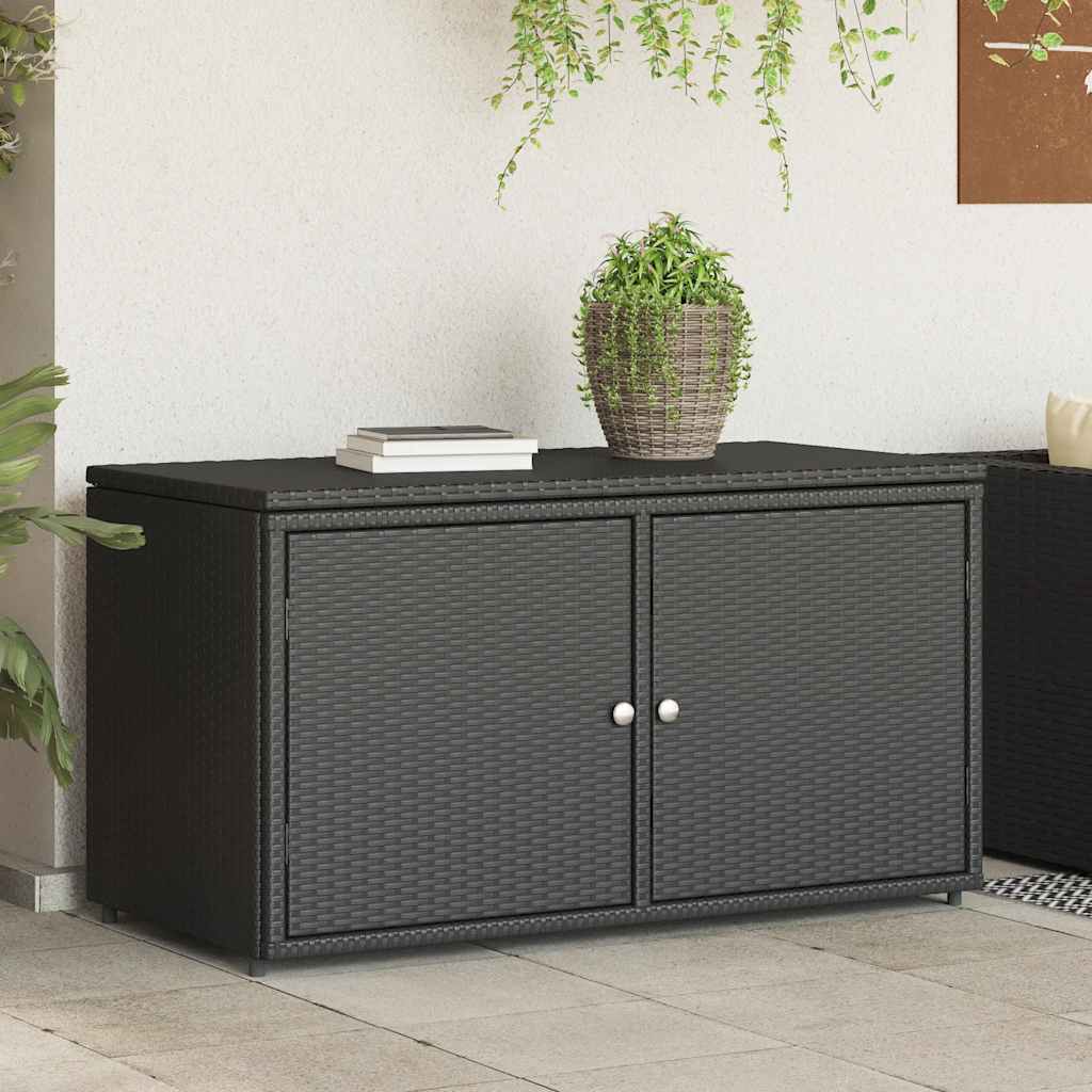Tuinkast 110x55x60,5 cm poly rattan zwart