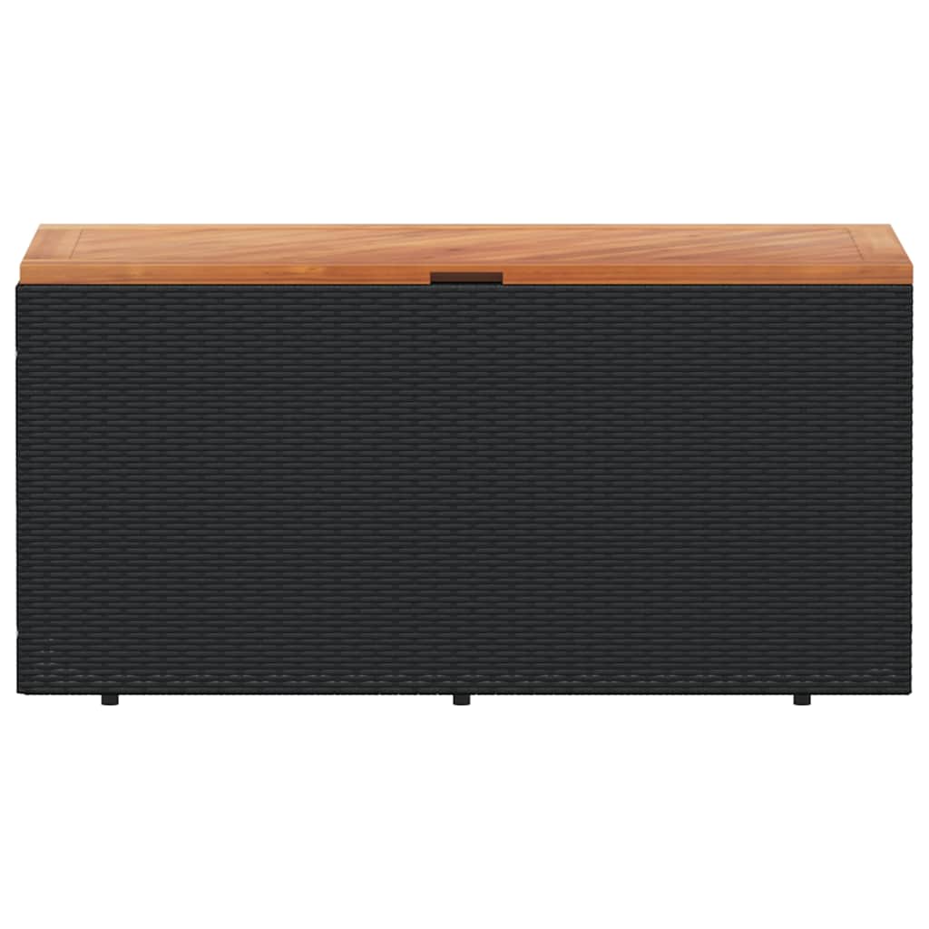 Tuinbox 110x50x54 cm poly rattan en acaciahout zwart
