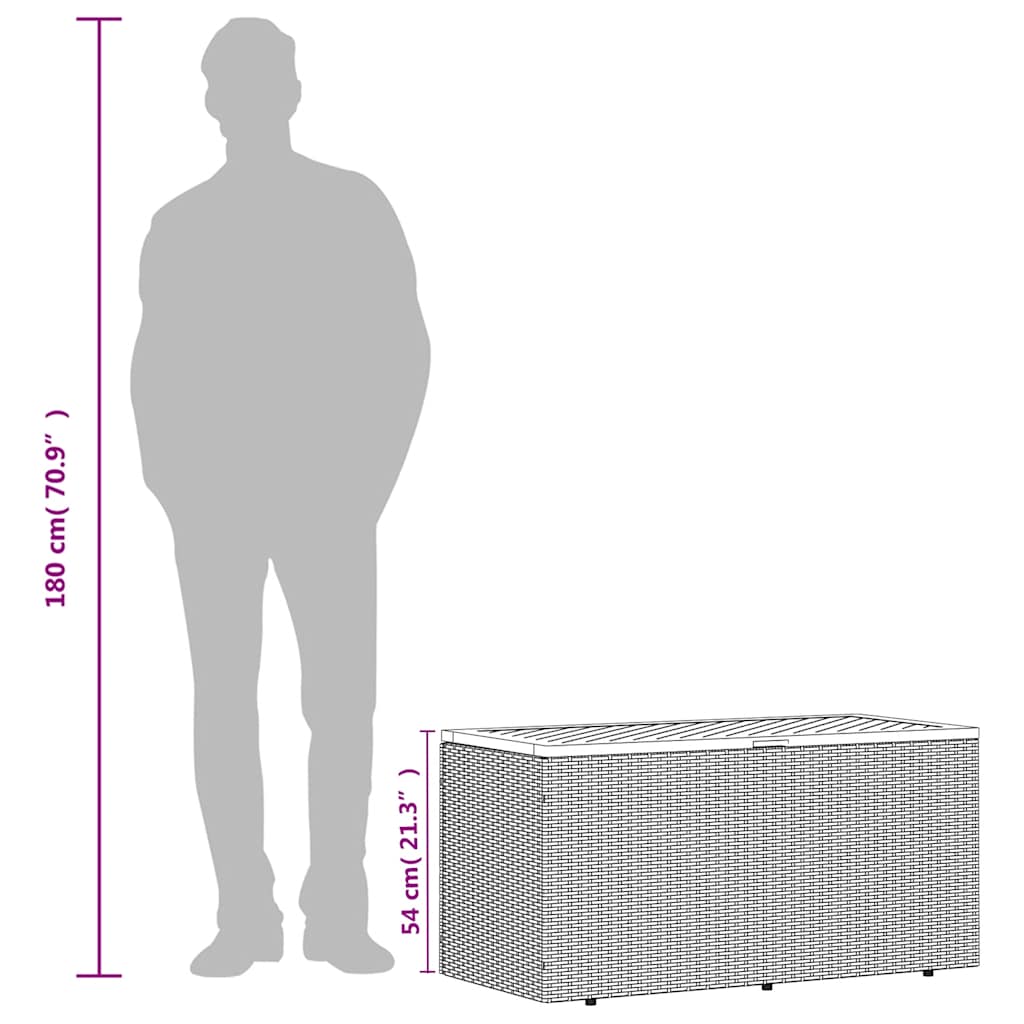 Tuinbox 110x50x54 cm poly rattan en acaciahout grijs