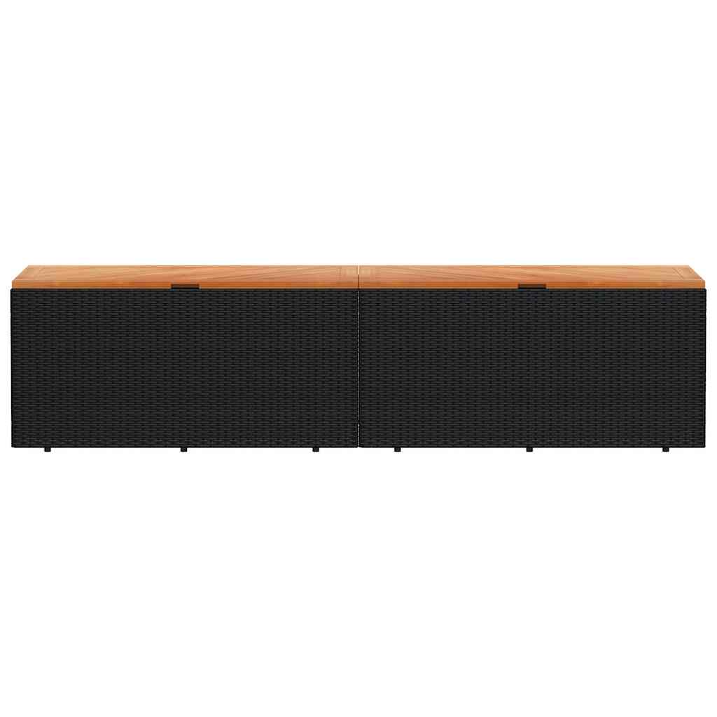 Tuinbox 220x50x54 cm poly rattan en acaciahout zwart