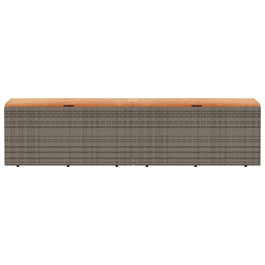 Tuinbox 220x50x54 cm poly rattan en acaciahout grijs