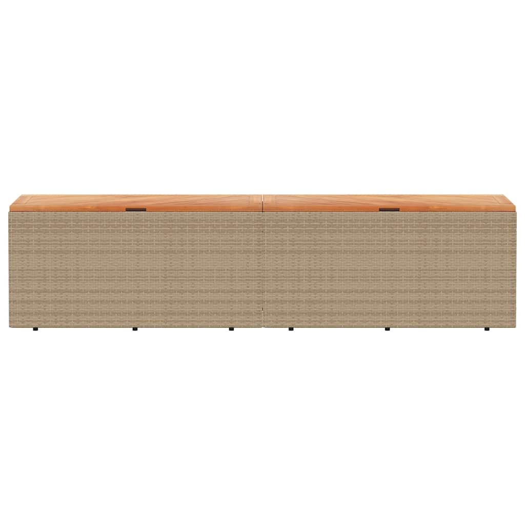 Tuinbox 220x50x54 cm poly rattan en acaciahout beige