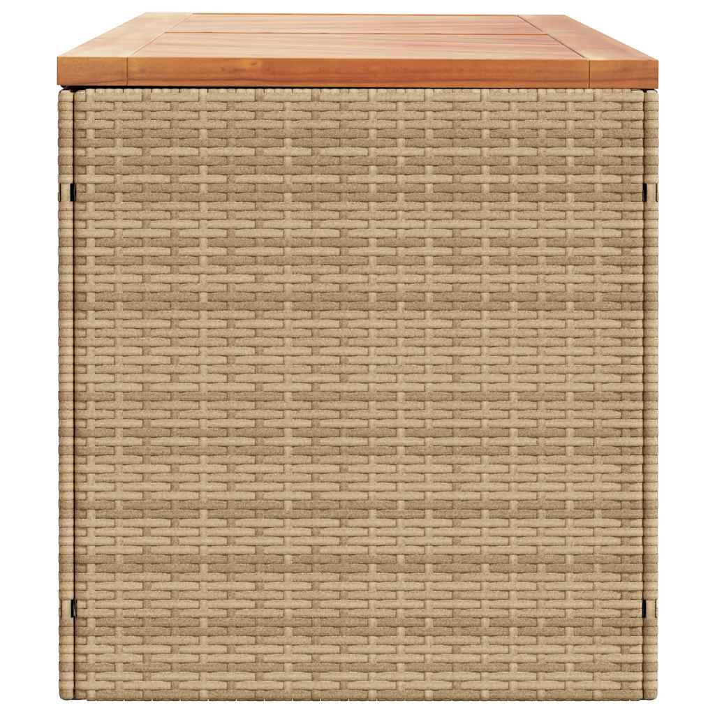 Tuinbox 220x50x54 cm poly rattan en acaciahout beige
