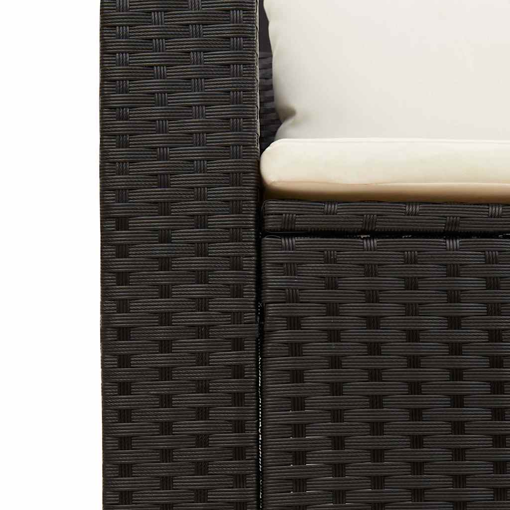 5-delige Loungeset met kussens poly rattan acacia zwart