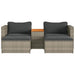 5-delige Loungeset met kussens poly rattan acacia grijs