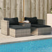 5-delige Loungeset met kussens poly rattan acacia grijs