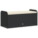 Opbergbankje met kussen 115x51x52 cm poly rattan zwart