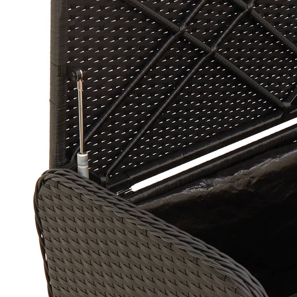 Opbergbankje met kussen 115x51x52 cm poly rattan zwart