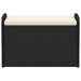Opbergbankje met kussen 80x51x52 cm poly rattan zwart