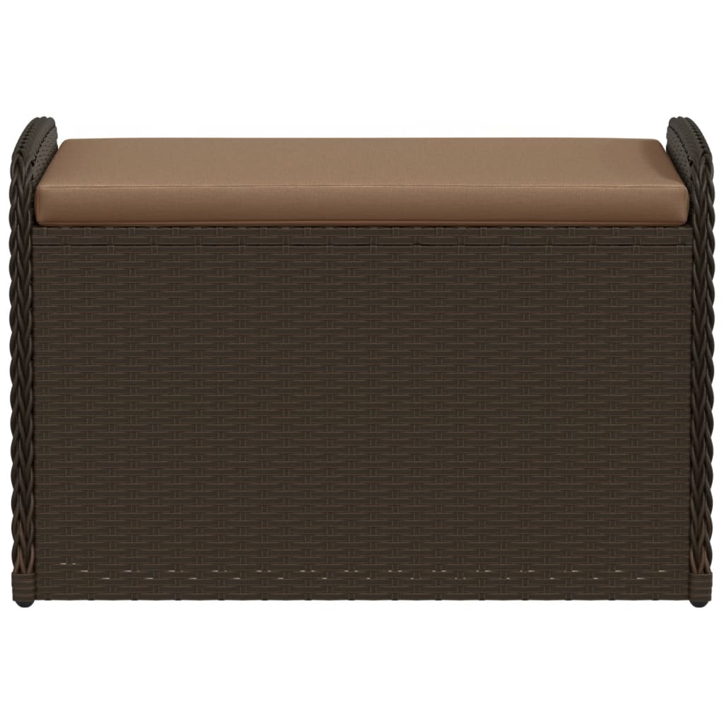 Opbergbankje met kussen 80x51x52 cm poly rattan bruin