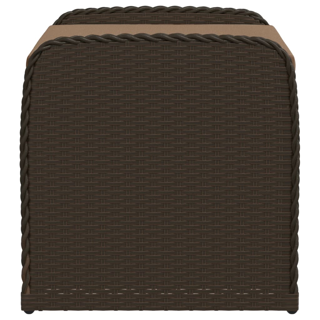 Opbergbankje met kussen 80x51x52 cm poly rattan bruin