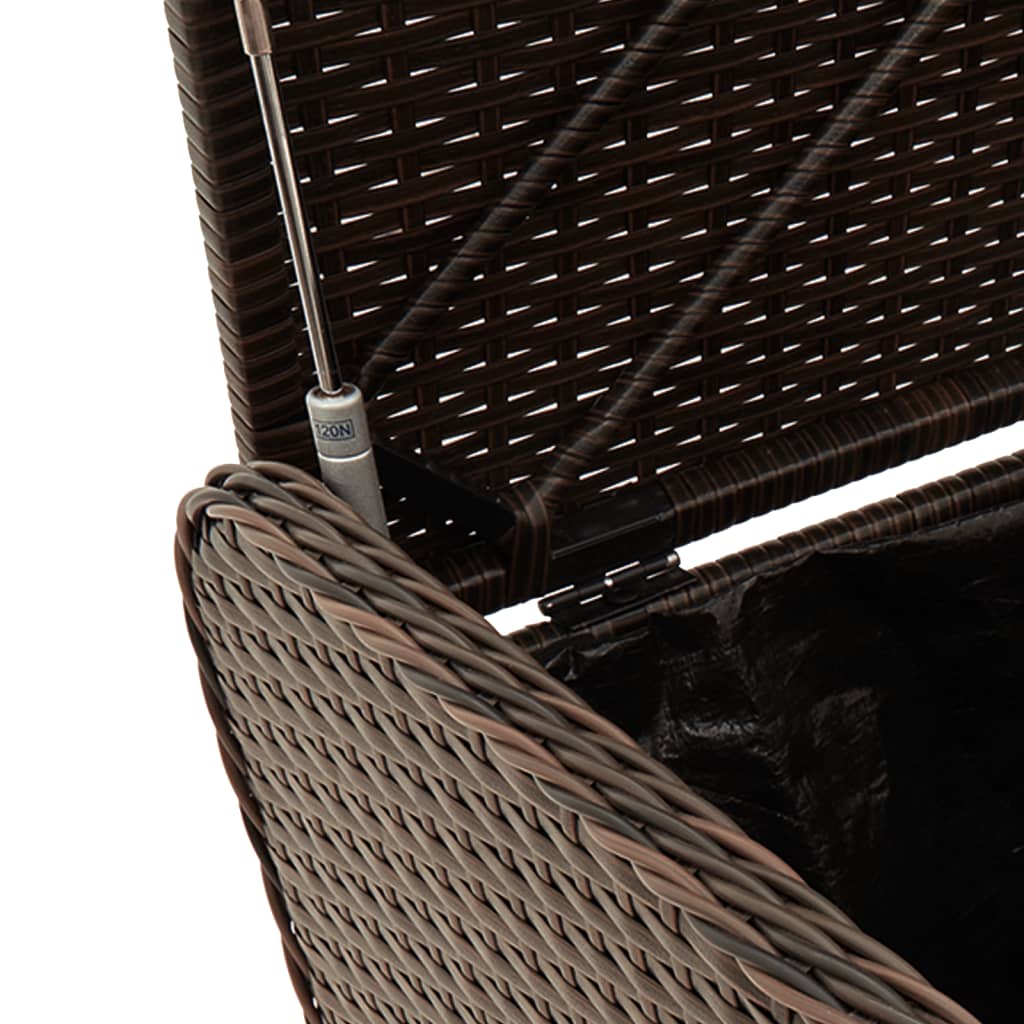 Opbergbankje met kussen 80x51x52 cm poly rattan bruin