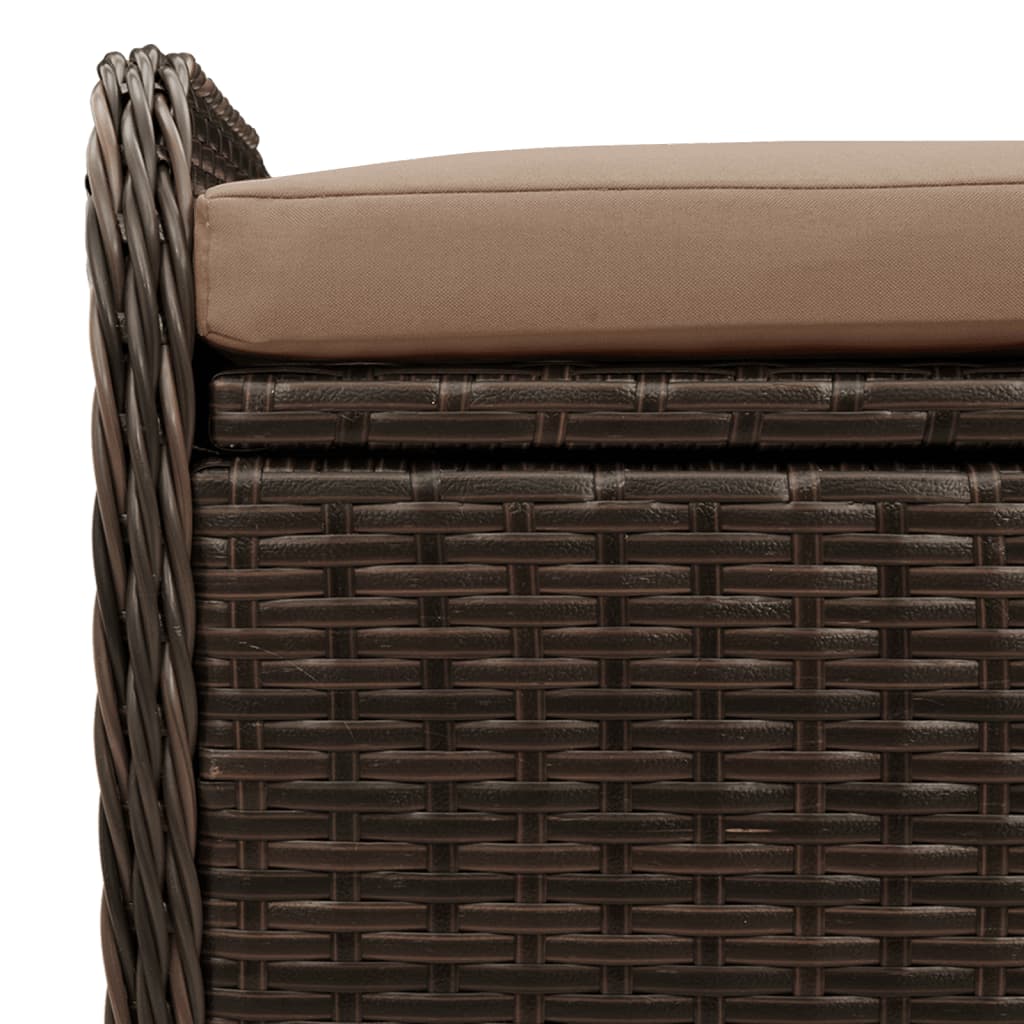 Opbergbankje met kussen 80x51x52 cm poly rattan bruin
