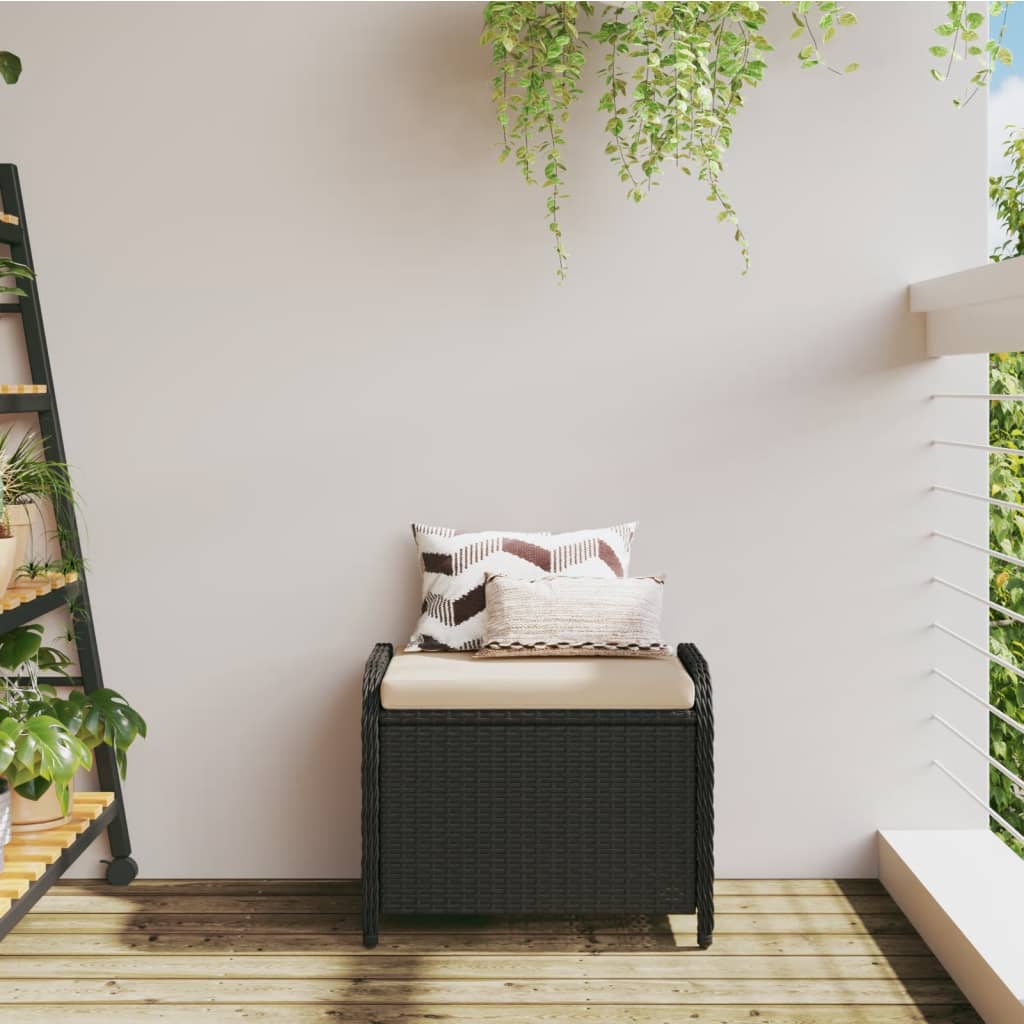 Tuinkruk met kussen 58x46x46 cm poly rattan zwart