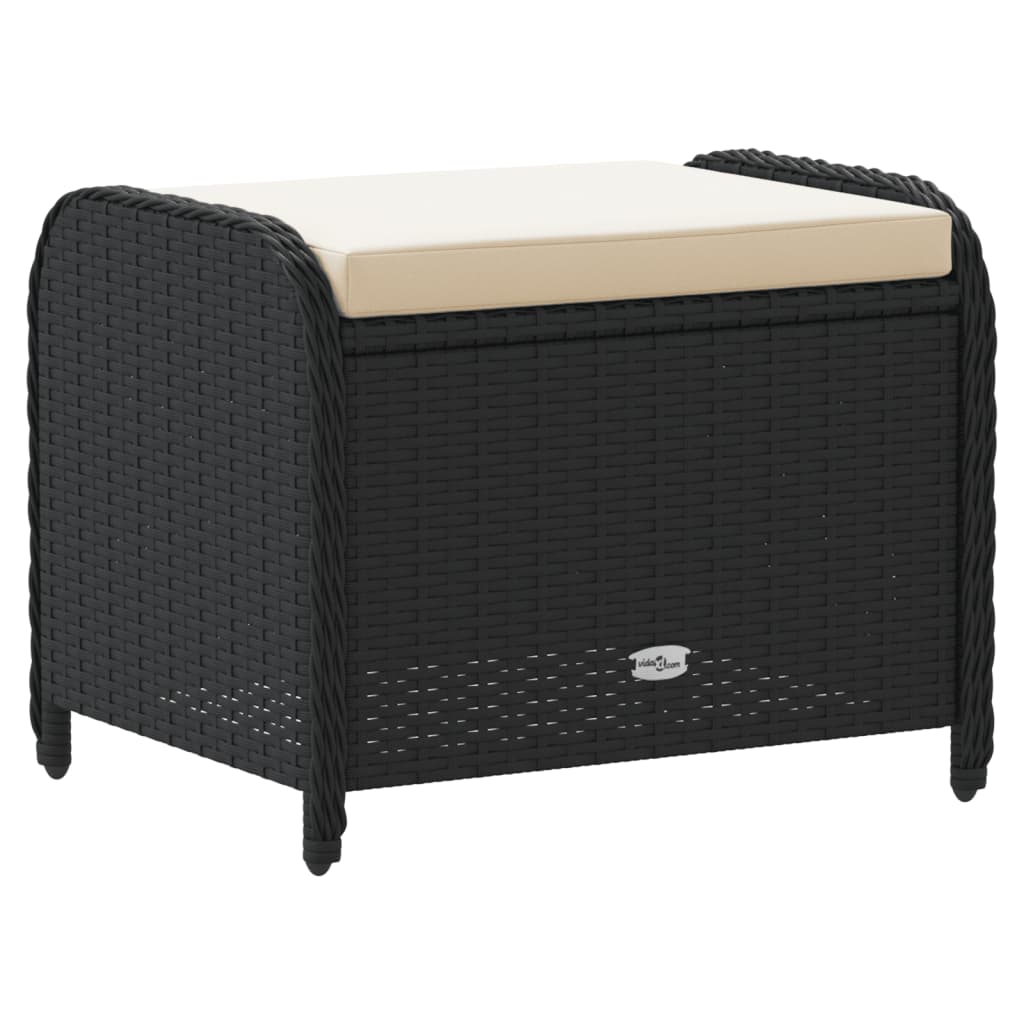 Tuinkruk met kussen 58x46x46 cm poly rattan zwart