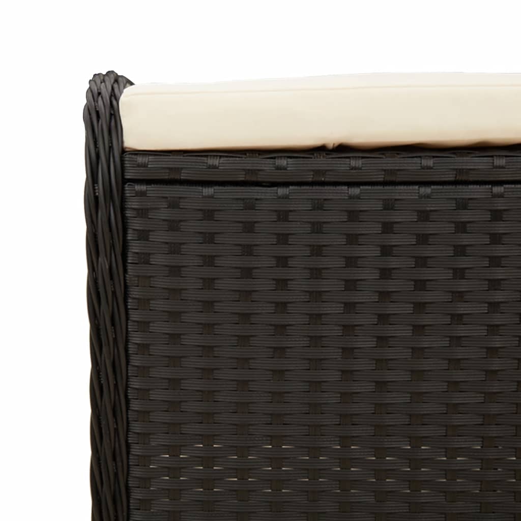 Tuinkruk met kussen 58x46x46 cm poly rattan zwart
