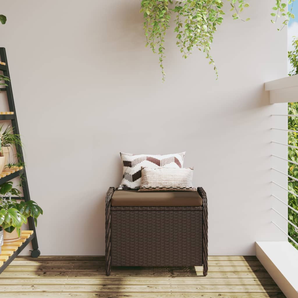 Tuinkruk met kussen 58x46x46 cm poly rattan bruin