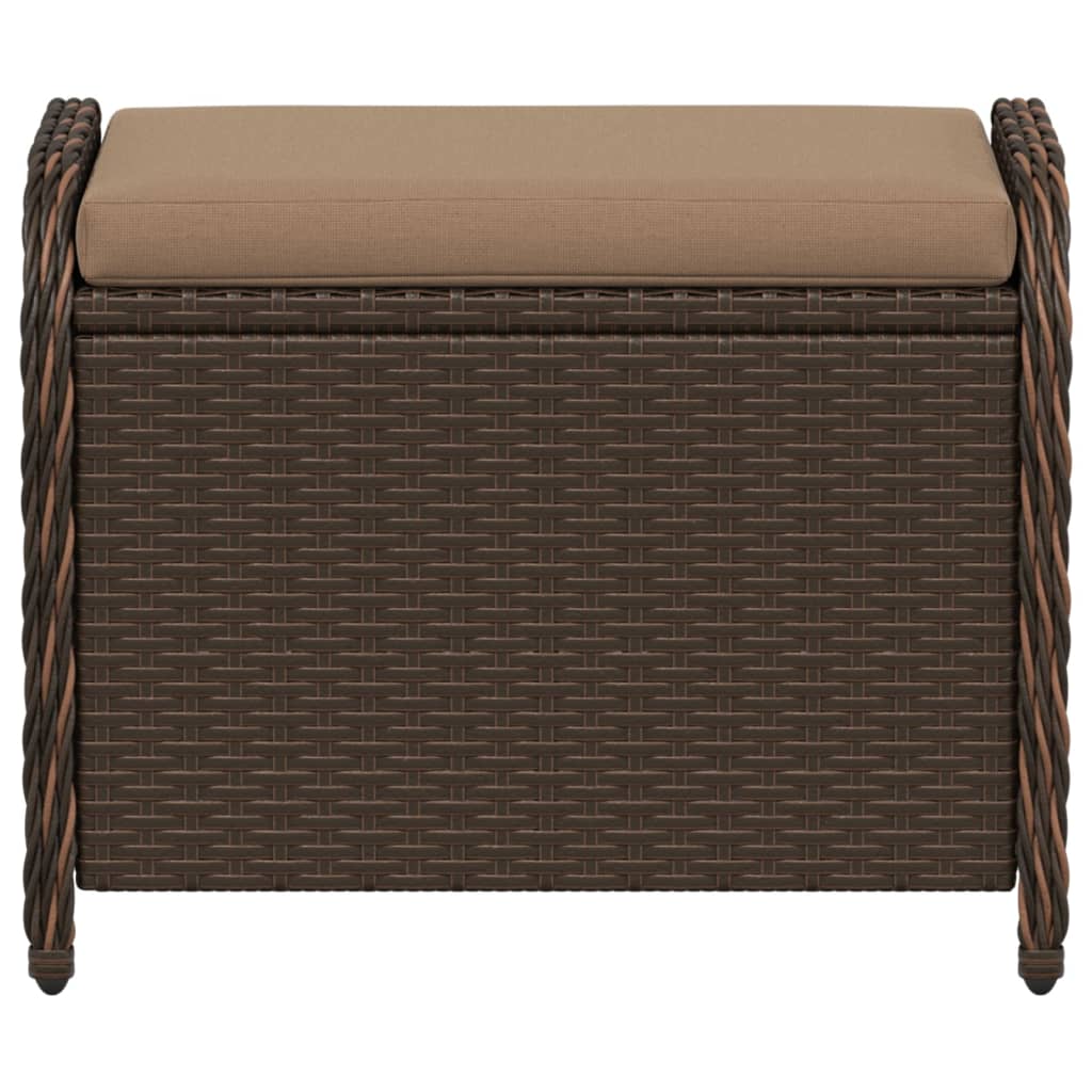 Tuinkruk met kussen 58x46x46 cm poly rattan bruin
