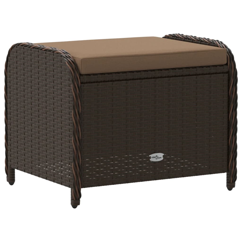 Tuinkruk met kussen 58x46x46 cm poly rattan bruin