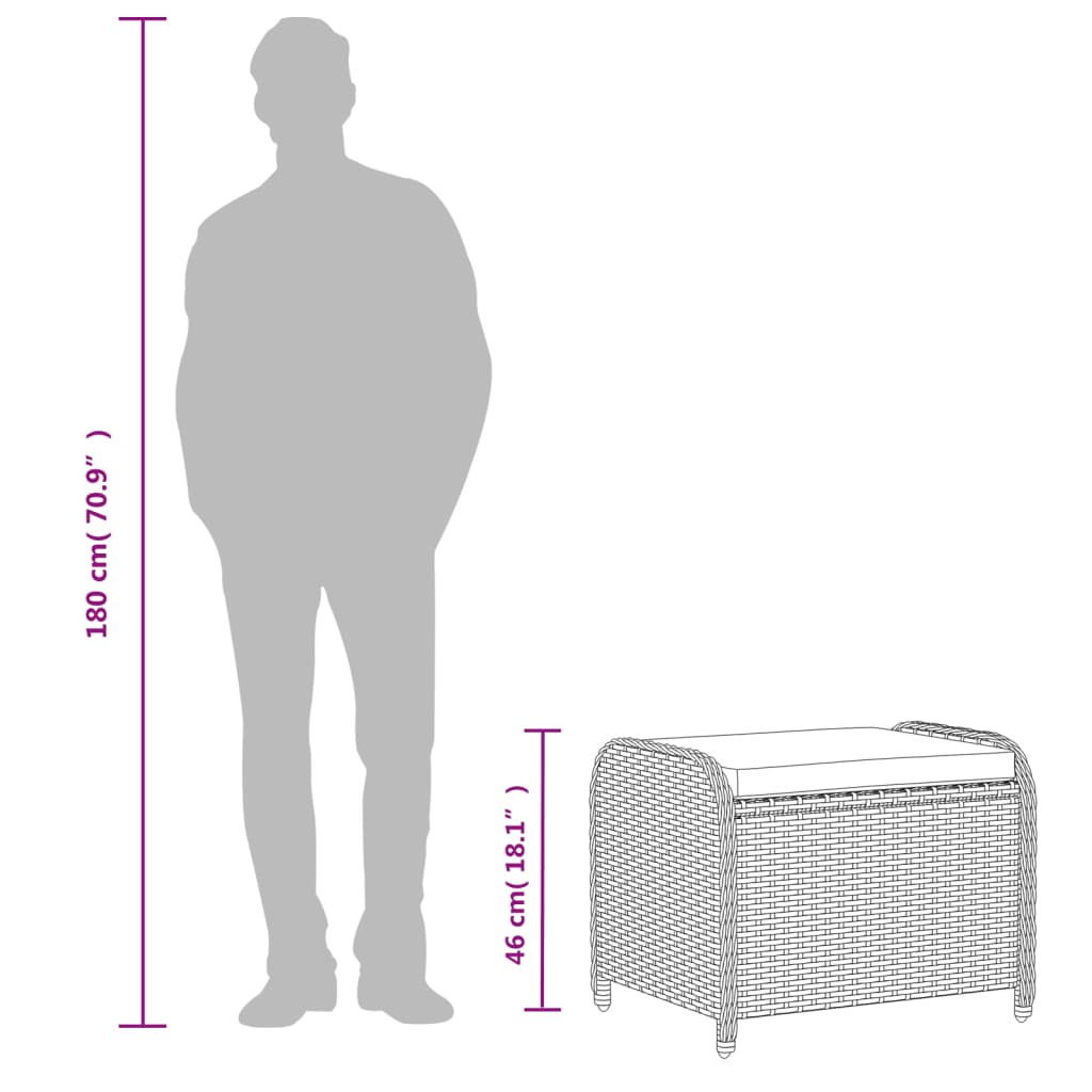 Tuinkruk met kussen 58x46x46 cm poly rattan bruin