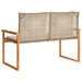 Tuinbankje met kussen poly rattan en acaciahout gemengd beige