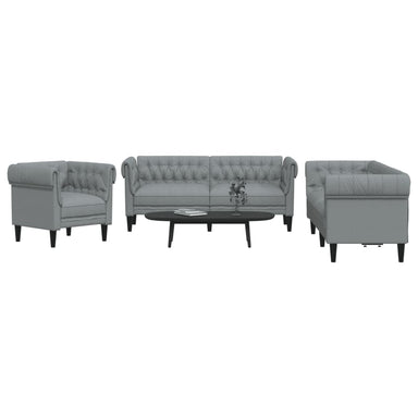 3-delige Loungeset stof lichtgrijs