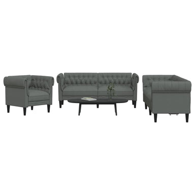 3-delige Loungeset stof donkergrijs