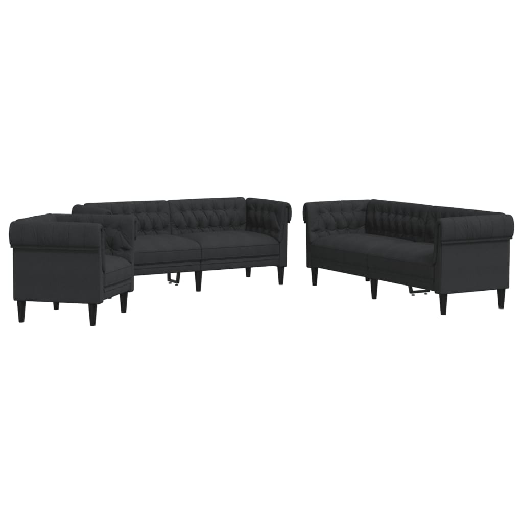 3-delige Loungeset stof zwart