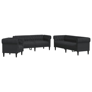 3-delige Loungeset stof zwart