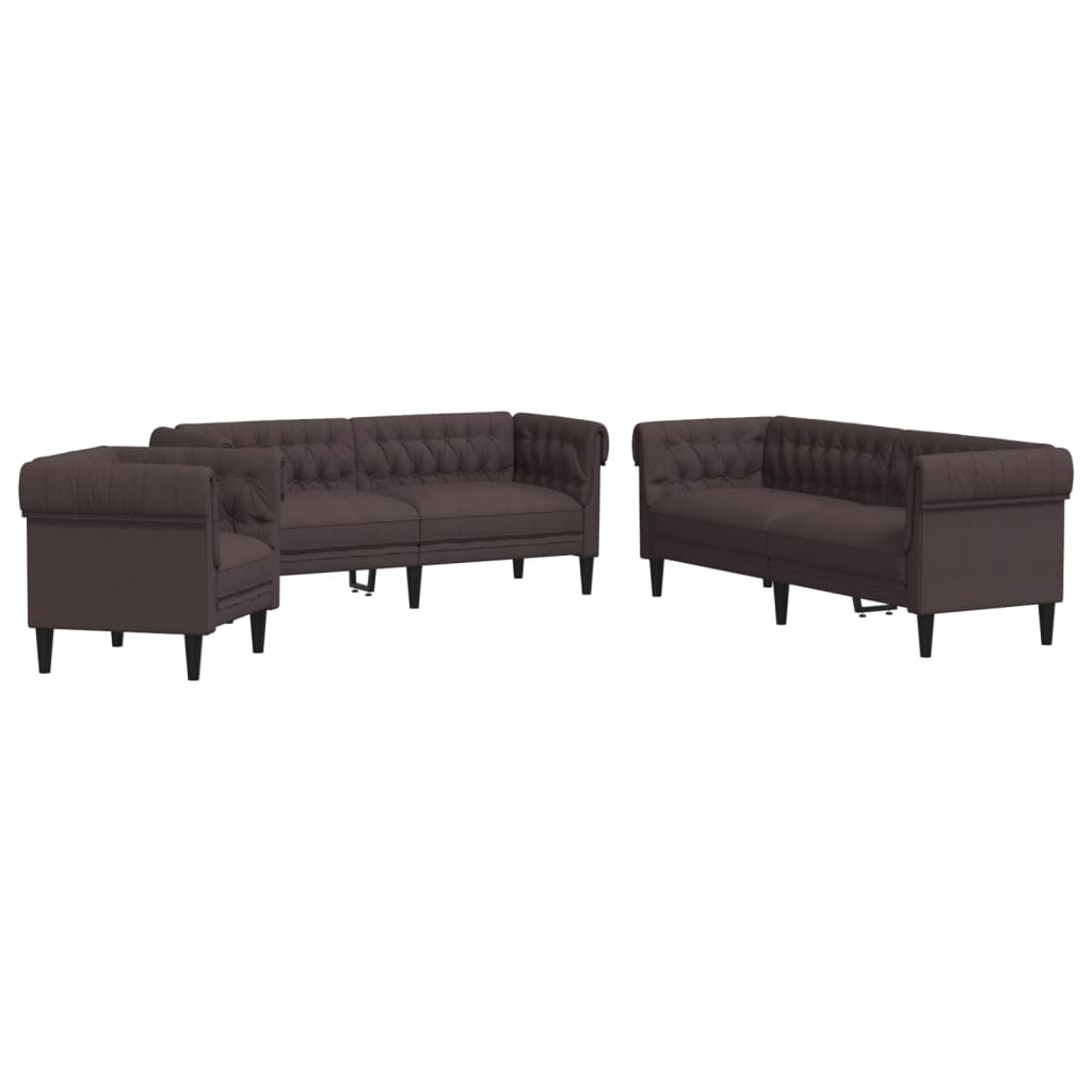 3-delige Loungeset stof donkerbruin