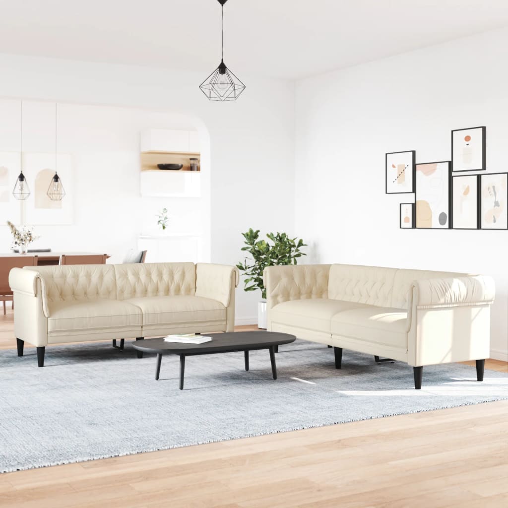 2-delige Loungeset stof crèmekleurig
