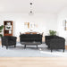 3-delige Loungeset fluweel zwart